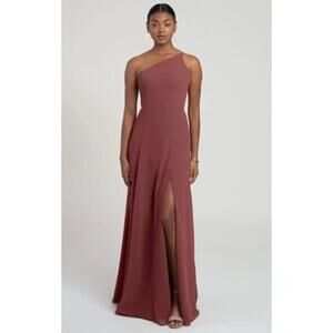 JENNY YOO Kora One Shoulder Dress in Cinnamon Rose Size 8